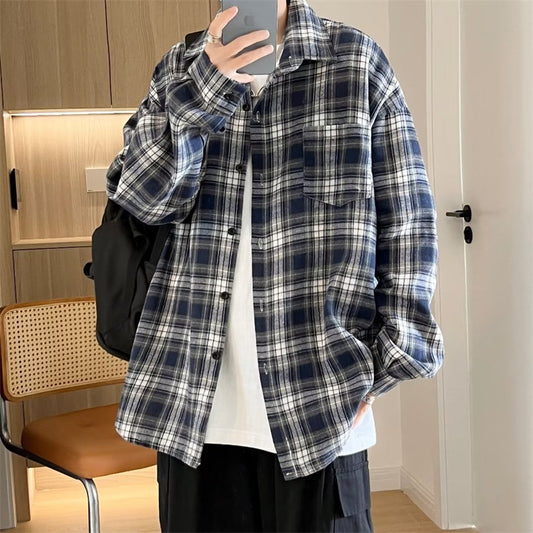 メンズ　チャック柄シャツ